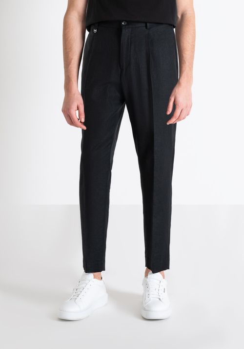 "GUSTAF" CARROT FIT TROUSERS IN VISCOSE LINEN FABRIC - Pantalons | Antony Morato Online Shop