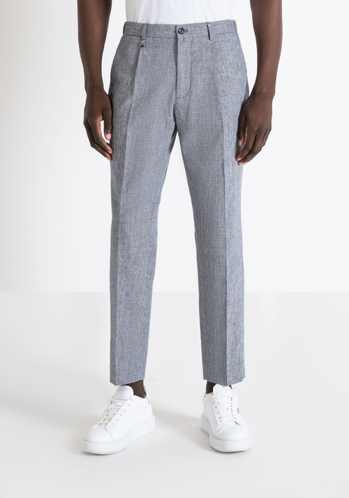 "GUSTAF" CARROT FIT TROUSERS IN COTTON LINEN - Men's Trousers | Antony Morato Online Shop
