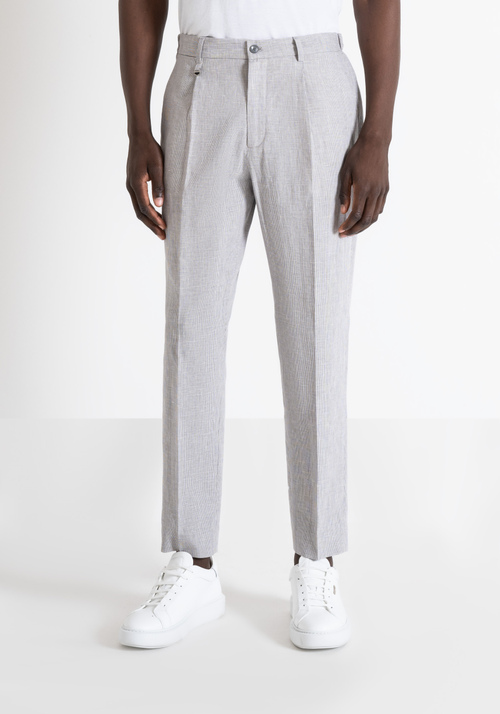"GUSTAF" CARROT FIT TROUSERS IN COTTON LINEN - Trousers | Antony Morato Online Shop