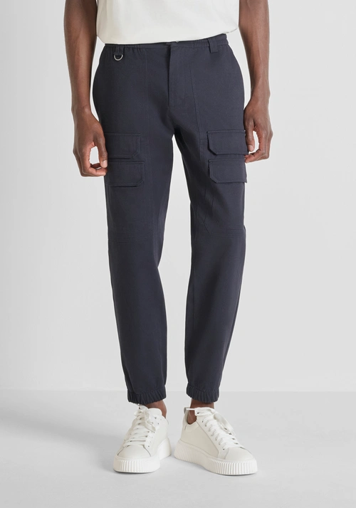 "GLEN" REGULAR FIT TROUSERS IN COTTON BLEND WITH LOGO - Men's Trousers | Antony Morato Online Shop