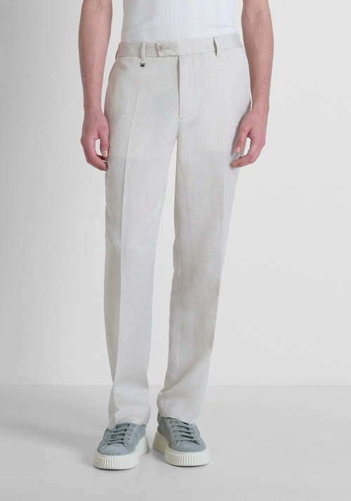 RELAXED FIT TROUSERS "EVAN" IN LINEN VISCOSE BLEND - Men's Trousers | Antony Morato Online Shop