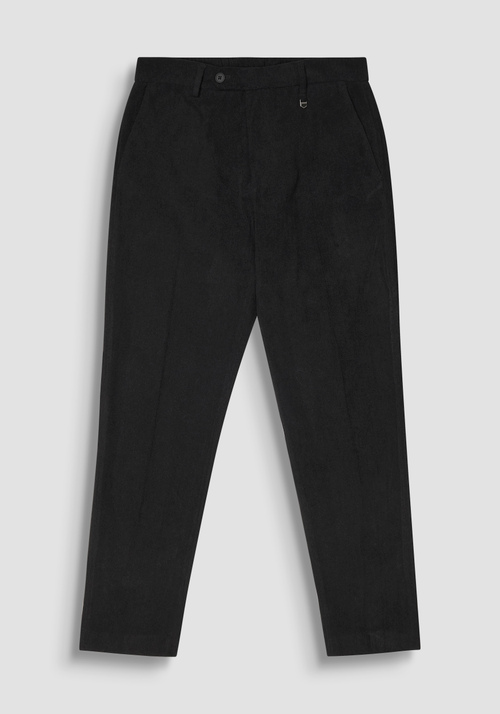 REGULAR FIT TROUSERS "RAD" VELVET - Total Black Outfit | Antony Morato Online Shop