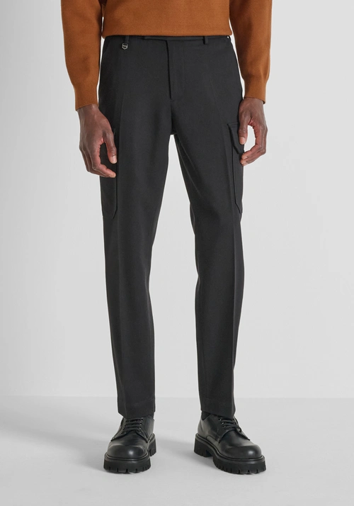 REGULAR FIT TROUSERS "MAX" STRETCH VISCOSE - Total Black Outfit | Antony Morato Online Shop