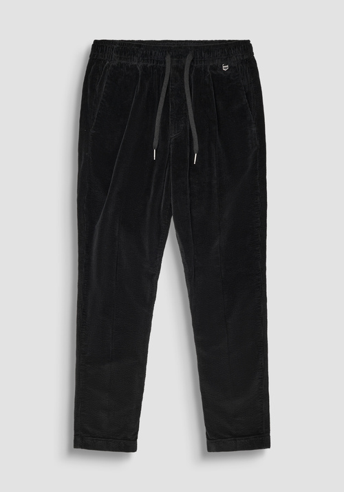 SLIM FIT TROUSERS "SALEM" IN STRETCH VELOUR - Total Black Outfit | Antony Morato Online Shop