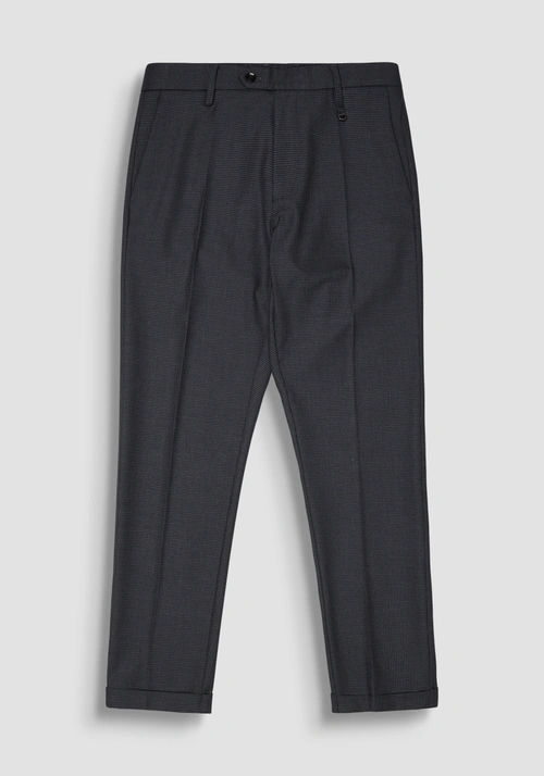 SLIM FIT TROUSERS "RAD" IN HOUNDSTOOTH STRETCH VISCOSE - Men's Trousers | Antony Morato Online Shop