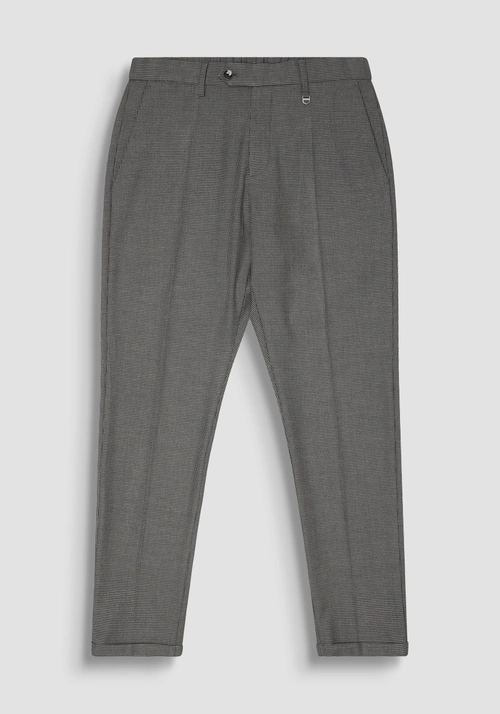 SLIM FIT TROUSERS "RAD" IN HOUNDSTOOTH STRETCH VISCOSE - Men's Trousers | Antony Morato Online Shop