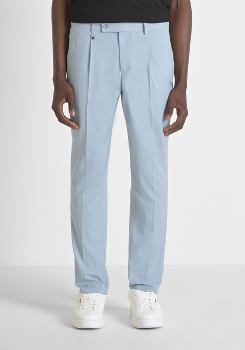 "LUIS" REGULAR FIT TROUSERS IN SOFT ELASTIC VISCOSE BLEND FABRIC WITH ASYMMETRIC CLOSURE - Men's Trousers | Antony Morato Online Shop