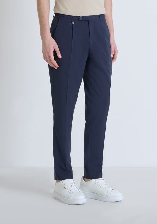 "LUIS" REGULAR FIT TROUSERS IN SOFT ELASTIC VISCOSE BLEND FABRIC WITH ASYMMETRIC CLOSURE - Men's Trousers | Antony Morato Online Shop