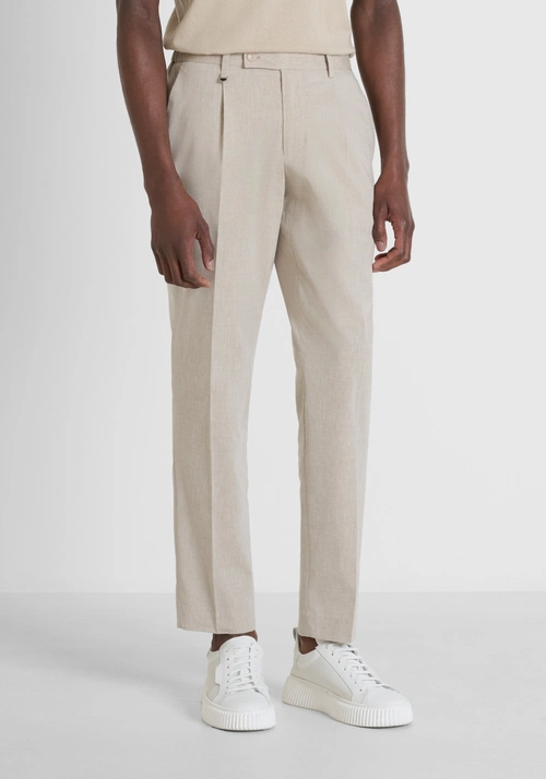PANTALÓN REGULAR FIT «LUIS» DE LINO ELÁSTICO VISCOSA FLAMEADA - Ropa | Antony Morato Online Shop