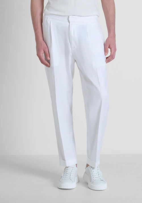 REGULAR ANKLE LENGHT FIT TROUSERS "ERIC" IN TWILL LINEN VISCOSE BLEND - Clothing | Antony Morato Online Shop