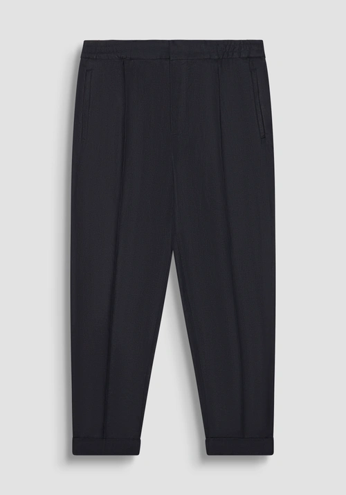 TROUSERS REGULAR ANKLE LENGHT FIT "ERIC" IN TWILL LINEN VISCOSE BLEND - Pantalones | Antony Morato Online Shop