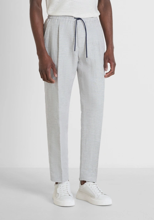 REGULAR FIT TROUSERS "NEIL" IN SLUB COTTON LINEN BLEND - Men's Trousers | Antony Morato Online Shop