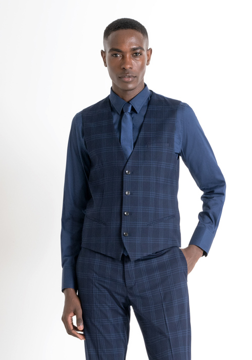 SLIM FIT WAISTCOAT IN CHEQUERED PATTERN ELASTIC VISCOSE - Gilets | Antony Morato Online Shop