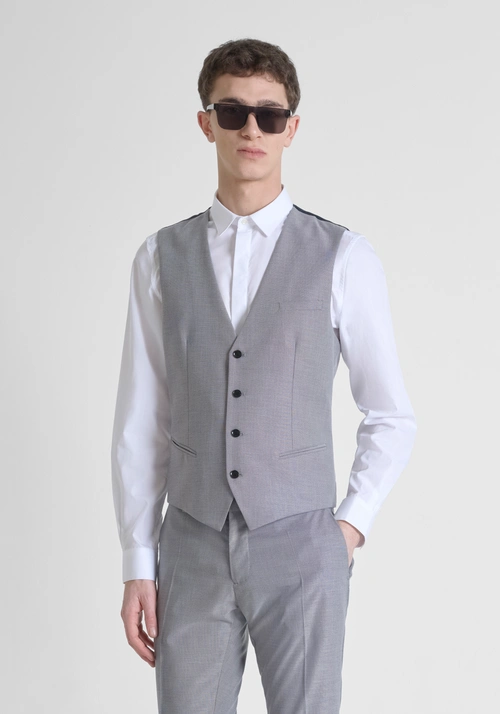VISCOSE BLEND SLIM FIT WAISTCOAT WITH BUCKLE ON THE BACK - Gilets | Antony Morato Online Shop