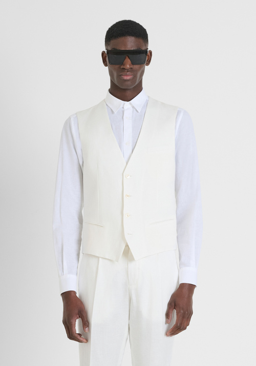 CHALECO SLIM FIT EN MEZCLA DE LINO Y VISCOSA - Chaquetas y Chalecos | Antony Morato Online Shop