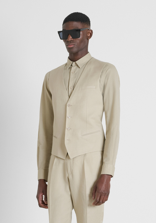 CHALECO SLIM FIT EN MEZCLA DE LINO Y VISCOSA - Chaquetas y Chalecos | Antony Morato Online Shop