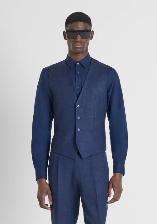 SLIM FIT VEST IN LINEN VISCOSE BLEND - Abbigliamento uomo | Antony Morato Online Shop