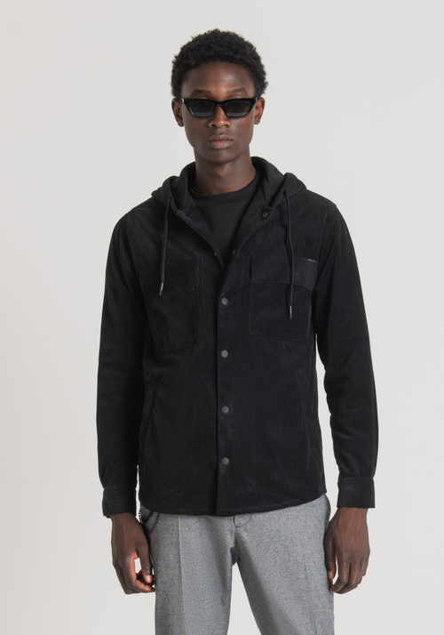 OVERSIZED VELVET SHIRT WITH HOOD AND SNAP BUTTONS - Men's Shirts | Antony Morato Online Shop