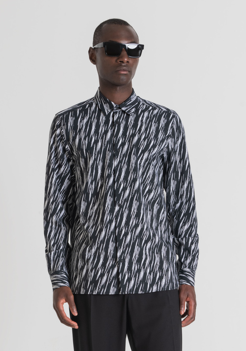 "BARCELONA" REGULAR FIT SHIRT IN PRINTED SOFT-TOUCH COTTON - Men's Shirts | Antony Morato Online Shop