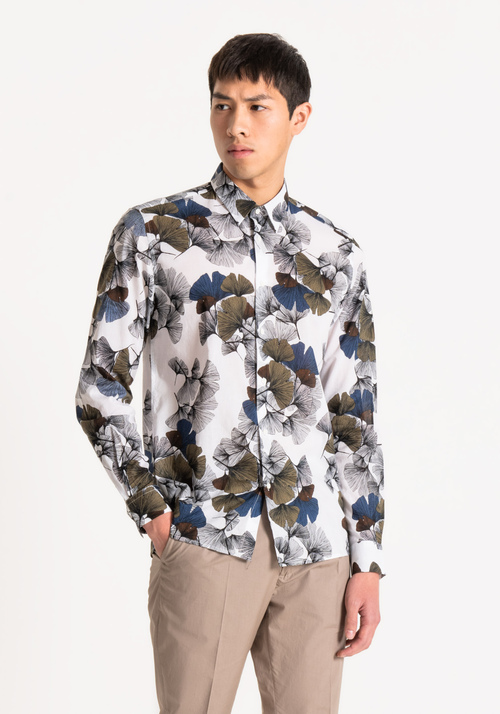 REGULAR-FIT SHIRT IN 100% COTTON WITH A LEAF PRINT - Shirts | Antony Morato Online Shop