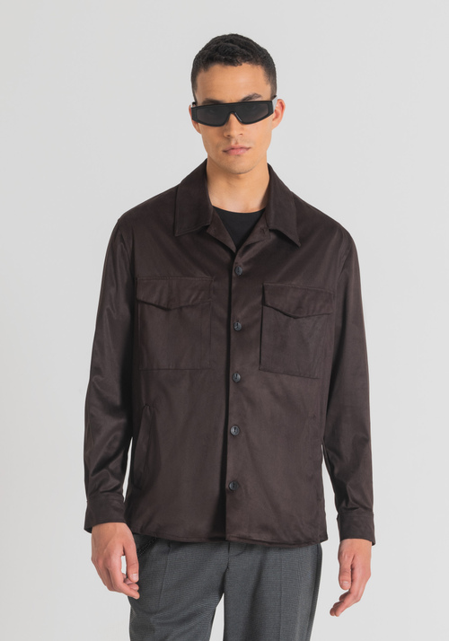 REGULAR-FIT SHIRT IN SOFT SUEDE-EFFECT STRETCH FABRIC WITH LARGE POCKETS - Men's Shirts | Antony Morato Online Shop