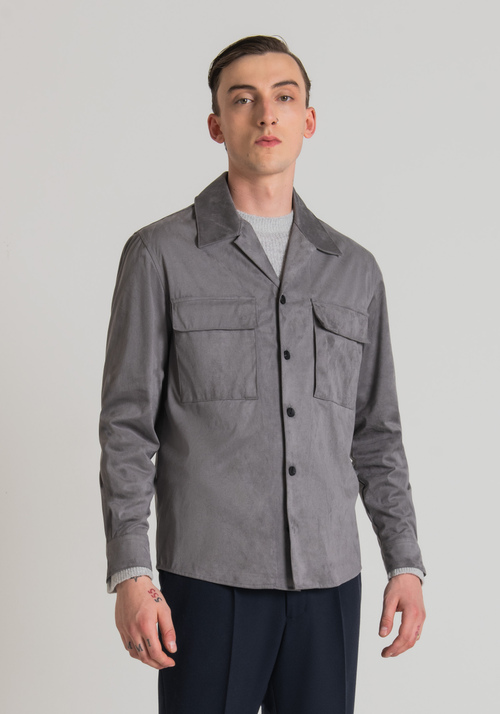 STRAIGHT FIT REGULAR SHIRT IN SUEDE EFFECT STRETCH FABRIC - Men's Shirts | Antony Morato Online Shop