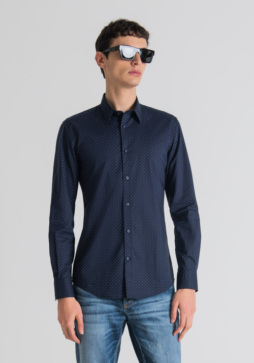 SLIM-FIT SHIRT IN 100% COTTON WITH MICRO-DOT PRINT | Antony Morato Online Shop