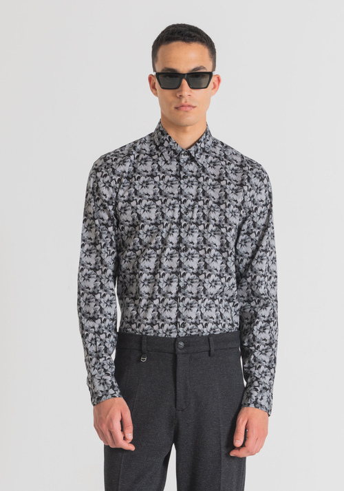 "NAPOLI" EASY-IRON SLIM FIT SHIRT IN PURE SOFT-TOUCH COTTON WITH ALL-OVER FLORAL PRINT - Shirts | Antony Morato Online Shop