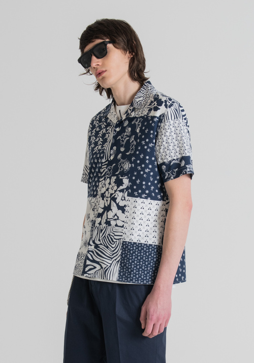 "HONOLULU" STRAIGHT-FIT SHIRT IN SOFT-TOUCH COTTON WITH PATCHWORK PRINT - Shirts | Antony Morato Online Shop