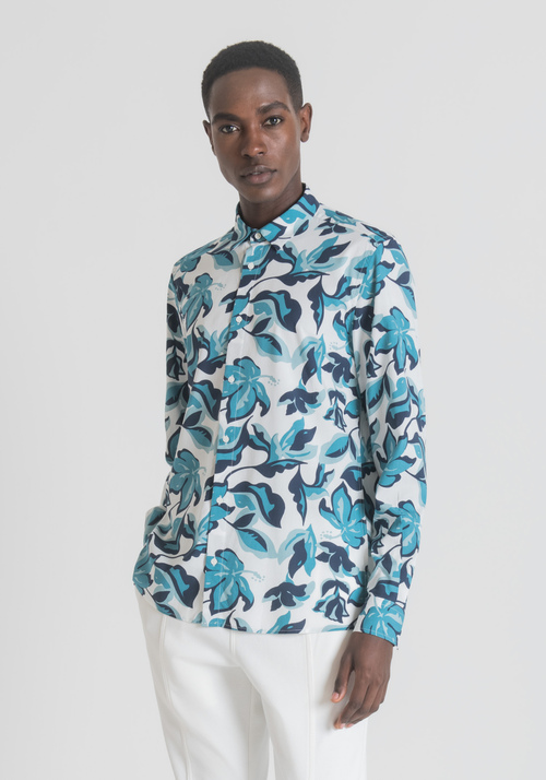 STRAIGHT-FIT SHIRT IN VISCOSE BLEND WITH ALL-OVER FLORAL MACRO PRINT - Men's Shirts | Antony Morato Online Shop