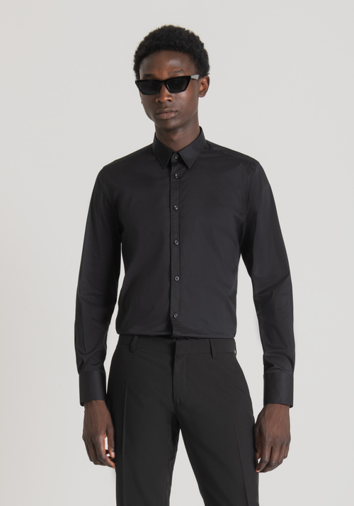 "MILANO" SUPER-SLIM-FIT SHIRT IN COOL STRETCH-COTTON-BLEND POPLIN - Men's Shirts | Antony Morato Online Shop