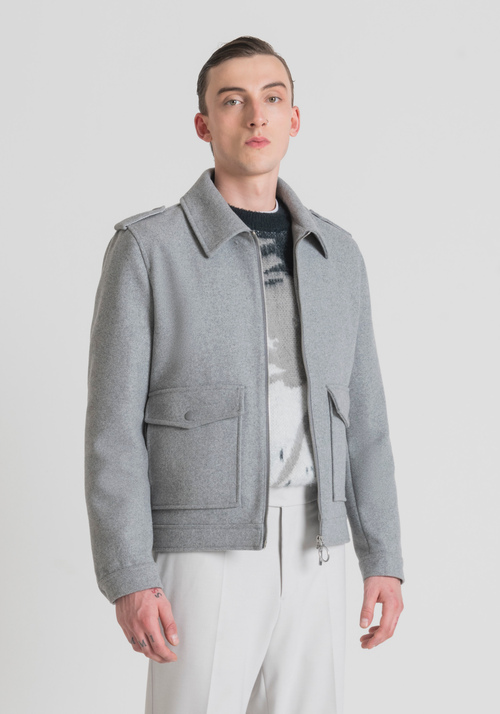 REGULAR FIT JACKET IN WOOL AND CASHMERE BLEND WITH SHIRT COLLAR - Clothing | Antony Morato Online Shop