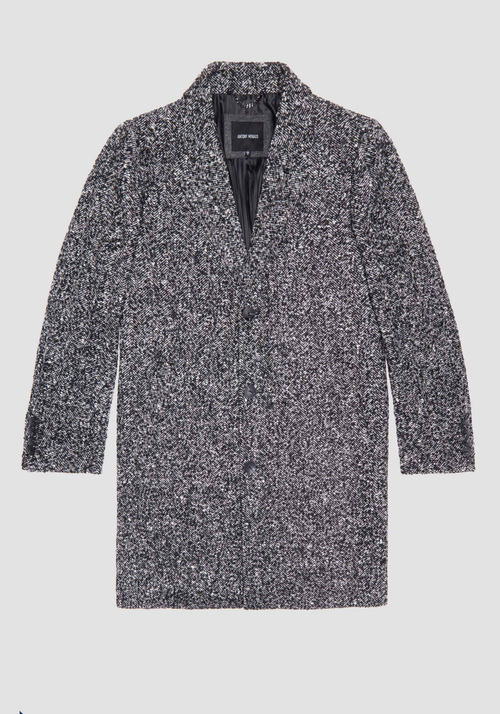 "MATHIAS" REGULAR FIT COAT IN WOOL BLEND WITH HERRINGBONE MOTIF - Men's Field Jackets and Coats | Antony Morato Online Shop