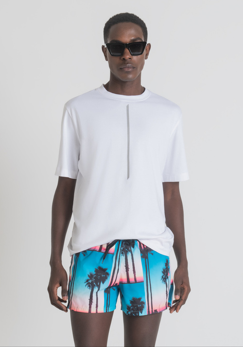 REGULAR FIT SWIMMING TRUNKS IN TECHNICAL FABRIC WITH PALM PRINT - Sale | Antony Morato Online Shop