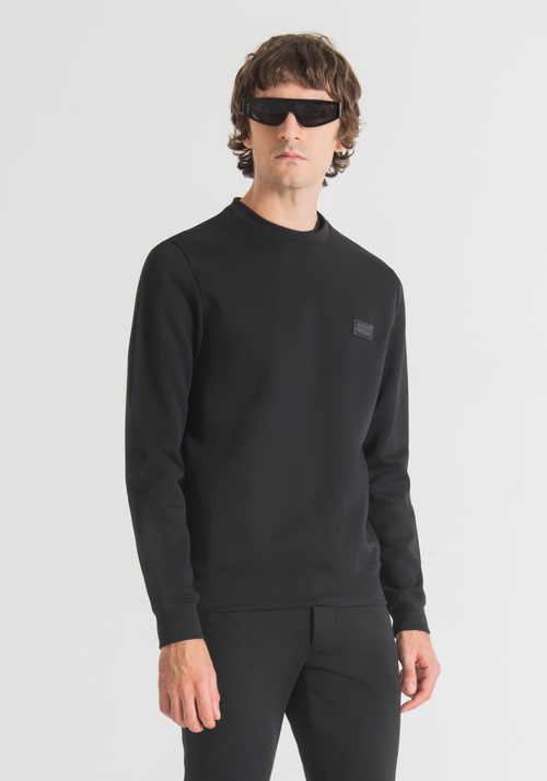 REGULAR-FIT CREW NECK SWEATSHIRT WITH LOGO TAB ON THE CHEST - Clothing | Antony Morato Online Shop