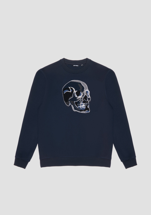 REGULAR-FIT CREW NECK SWEATSHIRT WITH EMBROIDERED SKULL - Sweatshirts | Antony Morato Online Shop