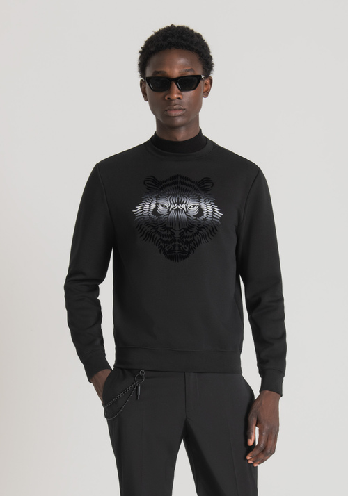 CREW-NECK REGULAR FIT SWEATSHIRT IN COTTON BLEND WITH SHADED TIGER PRINT - Men's Sweatshirts | Antony Morato Online Shop