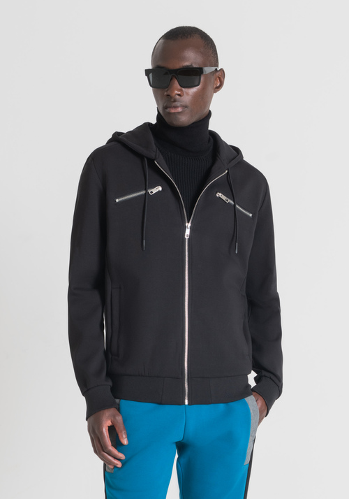 REGULAR FIT HOODIE WITH ZIP AND QUILTED DETAILS - Sale | Antony Morato Online Shop
