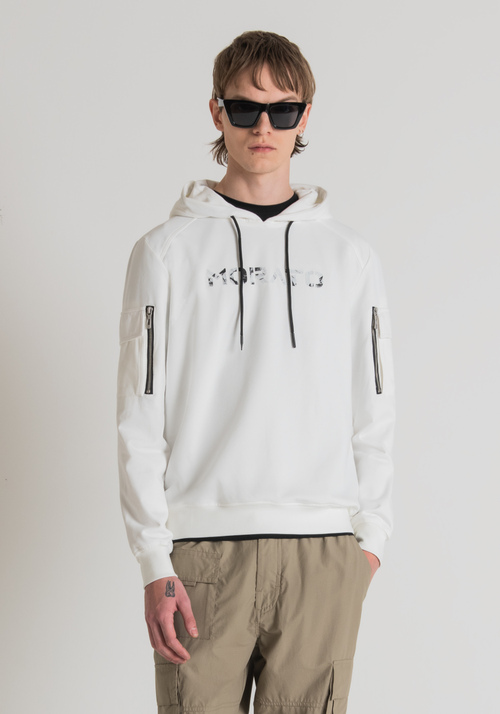 REGULAR FIT HOODIE IN COTTON BLEND WITH MARBLE-EFFECT LOGO - Men's Sweatshirts | Antony Morato Online Shop