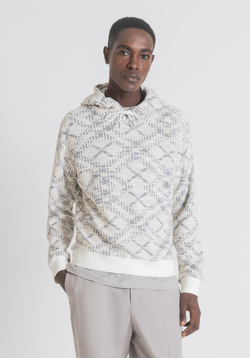 REGULAR FIT HOODIE IN COTTON BLEND WITH MACRO PATTERN - Men's Sweatshirts | Antony Morato Online Shop
