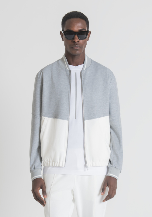 REGULAR FIT SWEATSHIRT IN PIQUET AND CONTRASTING TWILL WITH ZIP - Men's Sweatshirts | Antony Morato Online Shop