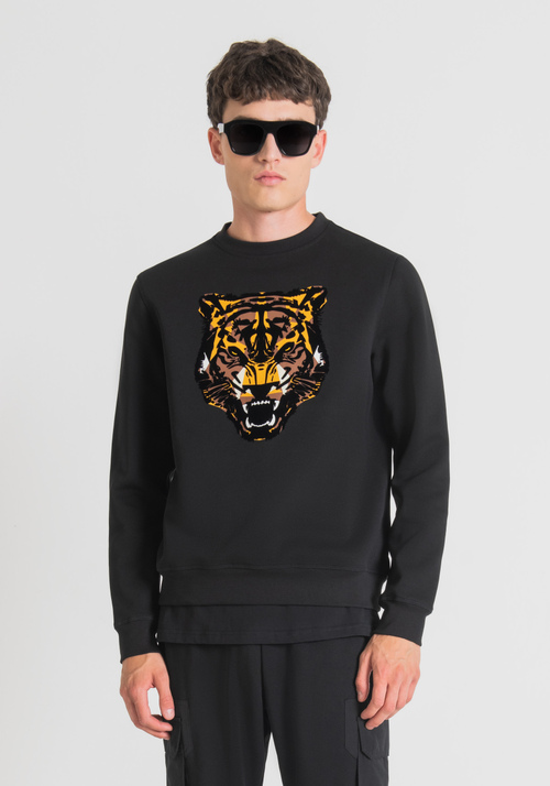 REGULAR FIT SWEATSHIRT IN COTTON BLEND WITH TIGER PRINT - Sweatshirts | Antony Morato Online Shop