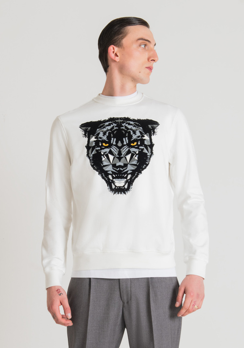 REGULAR FIT SWEATSHIRT IN COTTON BLEND FABRIC WITH PANTHER PRINT - Men's Sweatshirts | Antony Morato Online Shop