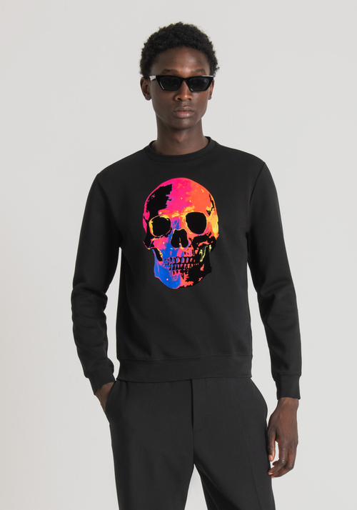 REGULAR FIT SWEATSHIRT IN COTTON BLEND FABRIC WITH MULTICOLOUR SKULL PRINT - Men's Sweatshirts | Antony Morato Online Shop