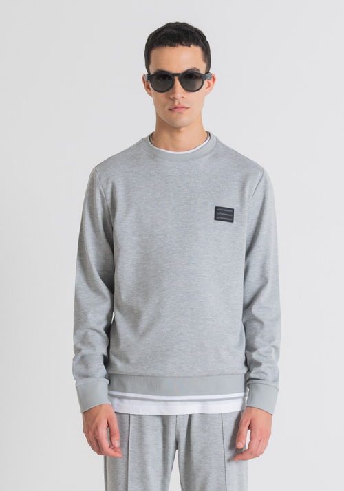 SLIM FIT CREW-NECK SWEATSHIRT IN SCUBA BLEND AND PATCH WITH RUBBERISED LOGO - Clothing | Antony Morato Online Shop