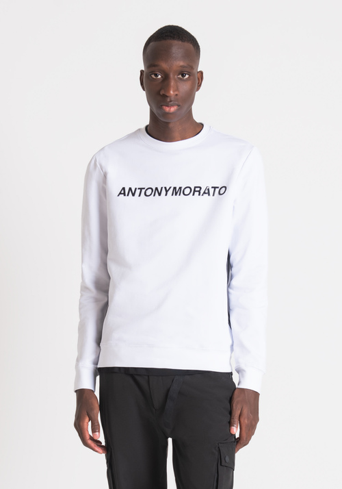 SLIM FIT SWEATSHIRT IN STRETCH COTTON WITH GLOSS FRONT PRINT | Antony Morato Online Shop
