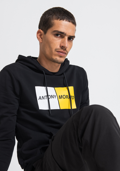 SLIM FIT SWEATSHIRT AUS ELASTISCHER BAUMWOLLE MIT GUMMIDRUCK - Sweatshirts | Antony Morato Online Shop