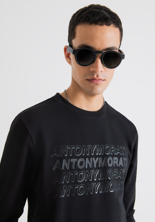 SLIM FIT HOODIE IN STRETCH COTTON WITH FRONT LOGO | Antony Morato Online Shop