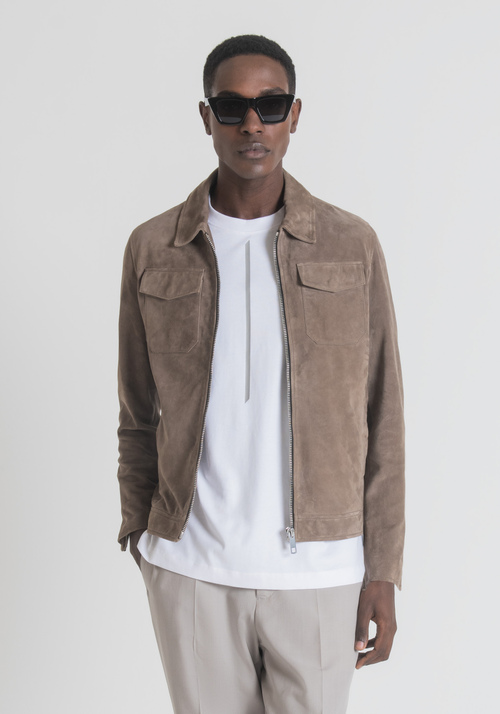 SLIM-FIT BIKER JACKET IN GENUINE SUEDE - Men's Field Jackets and Coats | Antony Morato Online Shop