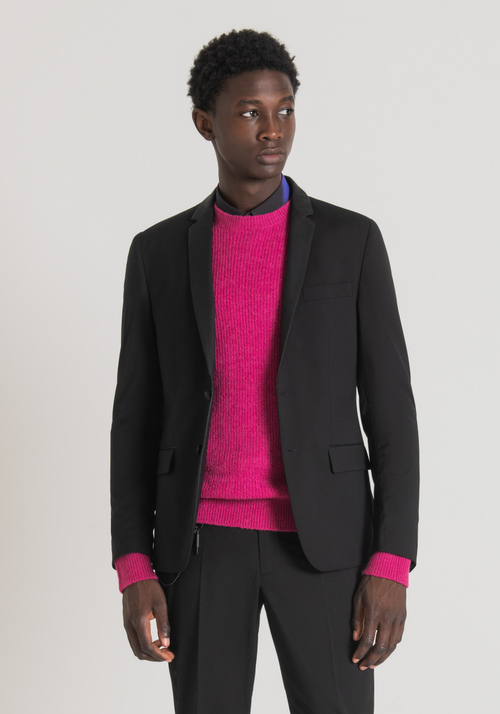 "JUDY" SLIM FIT JACKET IN STRETCH FABRIC WITH CONTRASTING FAUX LEATHER DETAILS - Men's Clothing | Antony Morato Online Shop